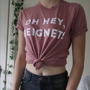 Oh hey, beignet! Graphic tea pink